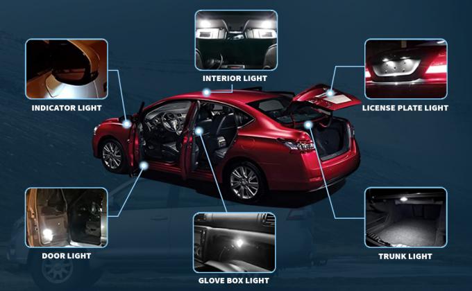 194 Bóng đèn LED ô tô 6500K Wedge T10 SMD 5050 Chip 8