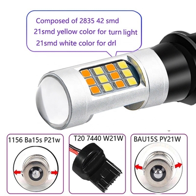 2835 42SMD Đèn phanh LED hai màu 42SMD Tín hiệu rẽ 7440 T20 CANBUS để ngăn chặn Stroboscopic