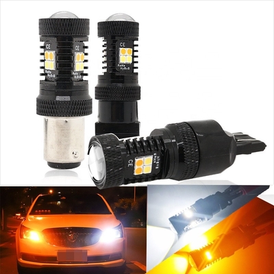 Hai màu Trắng Vàng 12 V Switchback LED Đèn báo rẽ phanh 1157 3157 7443 3030 16SMD