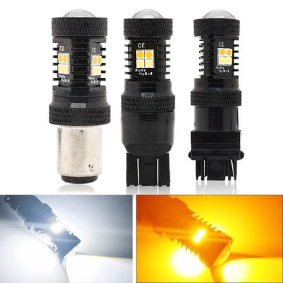 Hai màu Trắng Vàng 12 V Switchback LED Đèn báo rẽ phanh 1157 3157 7443 3030 16SMD