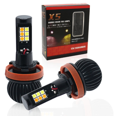 H1 H3 H4 H7 H8 H11 9006 880 Bóng đèn LED Flash Hai màu Đèn sương mù Led đa năng
