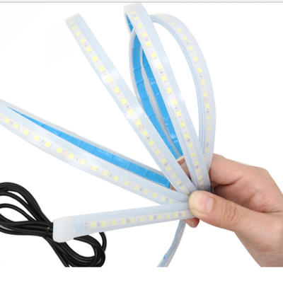 2 cái 12 V Linh hoạt Chống thấm nước Đèn pha Xe hơi LED Dải Đèn rẽ Tín hiệu Phanh Đèn hướng dẫn DRL