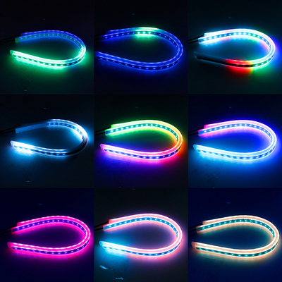 Đèn chiếu sáng ban ngày không thấm nước Neon Đèn chạy ban ngày RGB Điều khiển ứng dụng DRL 12 volt
