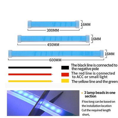 30 cm 45 cm 60 cm Ban ngày Đèn pha Xe hơi LED Dải Phanh Hướng dẫn Dòng chảy Ánh sáng 2 cái