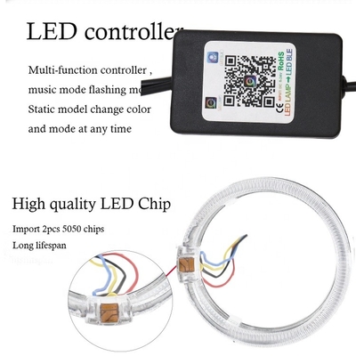 DRL RGB Halo Nhẫn bên trong xe Đèn Led xung quanh CCFL Mắt quỷ thiên thần 80mm 95mm 105mm 110mm