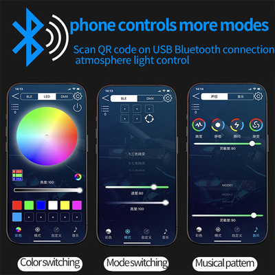 DC5V-12V RGB LED Thiết kế nội thất xe ô tô Không khí Ánh sáng Acrylic APP Kiểm soát Phong cách ẩn