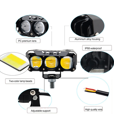 Ba quả cầu mắt Đèn đèn pha xe máy đèn pha đầu LED gần màu vàng màu trắng phụ trợ