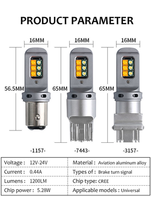 Đèn tín hiệu chuyển hướng phanh LED 5W lâu dài với 1156 bóng đèn LED 12smd phổ biến 1156 P21W BA15S PY21W 3157 7443 Canbus