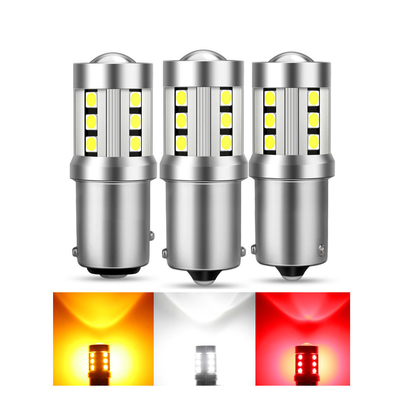 Đèn tín hiệu chuyển hướng xe ô tô màu trắng LED phổ biến1156 1157 3030 15SMD bóng đèn LED màu trắng màu vàng Canbus biển số xe nội thất LED