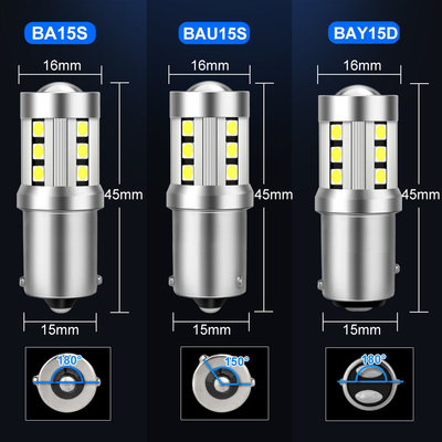 Đèn tín hiệu chuyển hướng xe ô tô màu trắng LED phổ biến1156 1157 3030 15SMD bóng đèn LED màu trắng màu vàng Canbus biển số xe nội thất LED