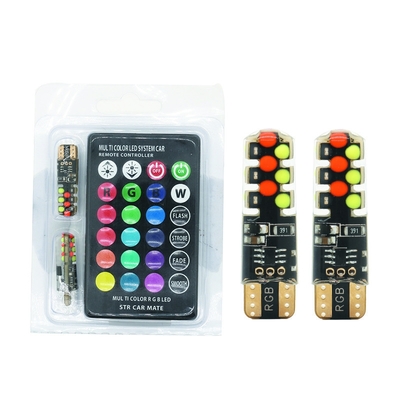Độ sáng Chiếc xe kiểu mới Nội thất đèn LED bóng đèn T10 5050 6SMD màu RGB Với RGB Với đèn đèn nhấp nháy từ xa