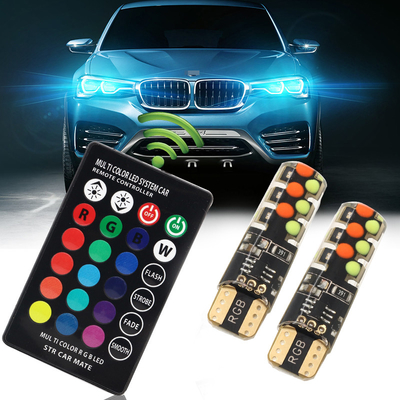 Độ sáng Chiếc xe kiểu mới Nội thất đèn LED bóng đèn T10 5050 6SMD màu RGB Với RGB Với đèn đèn nhấp nháy từ xa