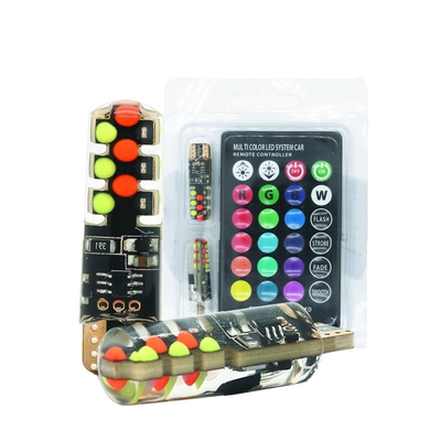 Độ sáng Chiếc xe kiểu mới Nội thất đèn LED bóng đèn T10 5050 6SMD màu RGB Với RGB Với đèn đèn nhấp nháy từ xa