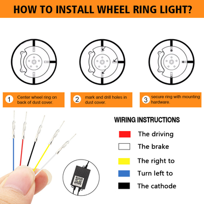 RGB SMD 5050 LED Strip IP67 Kiểm soát không thấm nước xe ô tô bánh xe LED Hub Màu sáng đèn LED bánh xe RGB cho lốp xe với App Control