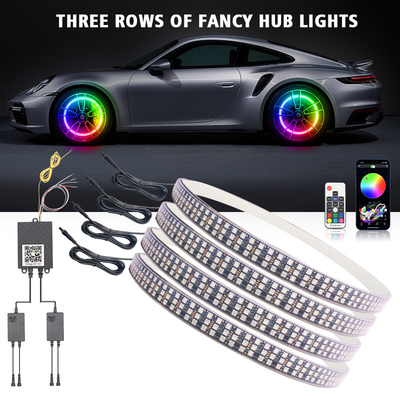 RGB SMD 5050 LED Strip IP67 Kiểm soát không thấm nước xe ô tô bánh xe LED Hub Màu sáng đèn LED bánh xe RGB cho lốp xe với App Control