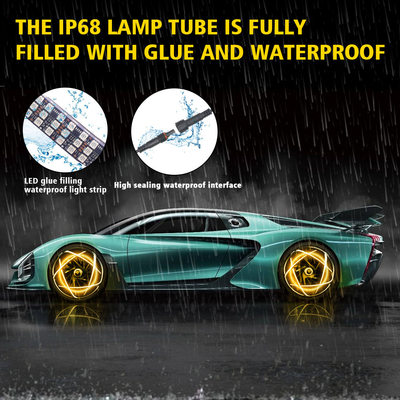 RGB SMD 5050 LED Strip IP67 Kiểm soát không thấm nước xe ô tô bánh xe LED Hub Màu sáng đèn LED bánh xe RGB cho lốp xe với App Control