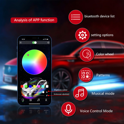 RGB SMD 5050 LED Strip IP67 Kiểm soát không thấm nước xe ô tô bánh xe LED Hub Màu sáng đèn LED bánh xe RGB cho lốp xe với App Control