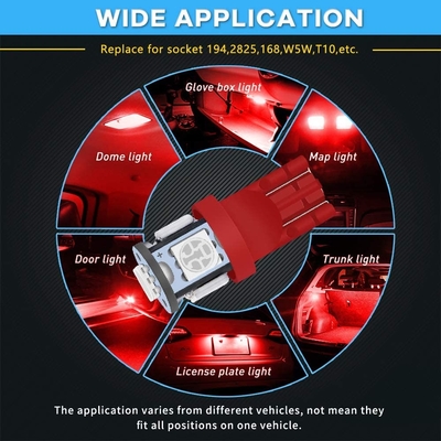 194 Bóng đèn LED ô tô 6500K Wedge T10 SMD 5050 Chip