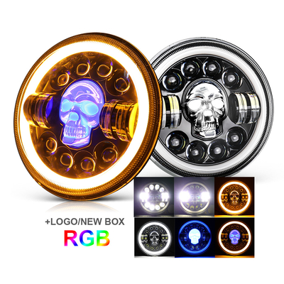 Đèn pha LED xe máy tròn 7Inch cho Harley Royal Enfield 12000lm