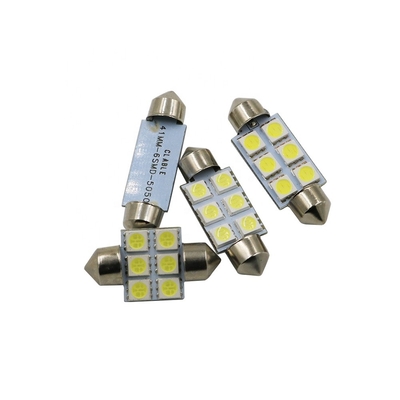 Festoon C5W 5050 6SMD LED Đèn nội thất ô tô Bóng đèn Vòm màu xanh trắng DC 12V 31mm 36mm 39mm 41mm