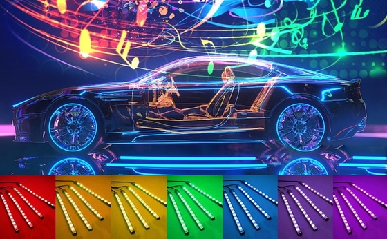 4 cái 48 Led Strip Đèn khí quyển bên trong ô tô IP65 với cổng USB Điều khiển APP