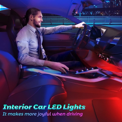 4 cái 48 Led Strip Đèn khí quyển bên trong ô tô IP65 với cổng USB Điều khiển APP