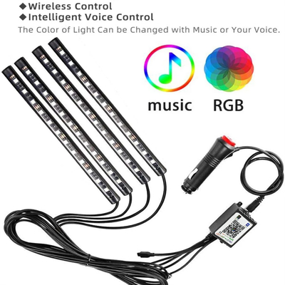 4 cái 48 Led Strip Đèn khí quyển bên trong ô tô IP65 với cổng USB Điều khiển APP
